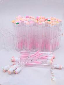 10支装新款花朵管状睫毛刷水晶睫毛刷带管状睫毛膏可填充瓶7毫升眉梳化妆刷 - 彩色 - 查看 5