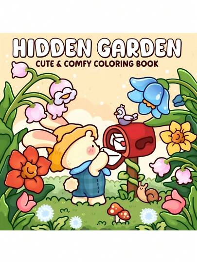 1本《隐藏花园》温馨涂色书【可爱】儿童涂鸦绘画书，包含各种可爱动物，蒙特梭利绘画玩具，创意礼物。线条易涂色，植物主题，成人涂色书【12色马克笔套装】送给朋友、情侣和家人的礼物，返校季学习用品