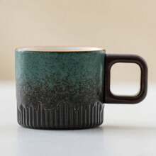 Taza de café Vintage de cerámica de 60ml, taza de agua, taza de té con mango de madera, taza de café hecha a mano, taza de café pequeña, regalo de cumpleaños - El horno se vuelve blanco - Ver 7