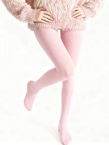 Soft Blush Pink Sheer Pantyhose - High Elasticity Snag-Resistant Women's Tights, Skin-Like Lightweight Leggings, Suitable For Commuting And Office Wear - Pink - View 2