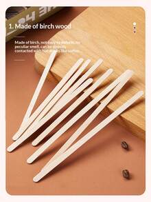 100支装，15/19厘米/5.51英寸/7.48英寸天然米色木质咖啡搅拌棒，高品质一次性饮料搅拌棒，适用于搅拌咖啡、奶茶、茶和鸡尾酒，是家庭或咖啡馆的理想之选，也是咖啡馆和奶茶店的配件，天然色外观。 - 原木色 - 查看 5
