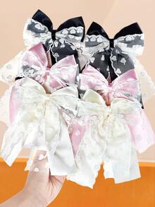 3/6 قطعة/مجموعة من مشابك الشعر بفيونكة من الدانتيل باللون الأسود والأبيض والوردي، مناسبة للأنماط الحلوة والكيوت والجوثيك، تناسب البنات والنساء، يمكن ارتداؤها مع الملابس الحلوة والكلاسيكية والفينتاج للاستخدام اليومي والمناسبات والحفلات، مشابك الشعر، مشابك الشعر الكبيرة - متعدد الألوان - مشاهدة 3