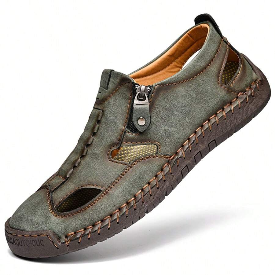 Men's Working Business Casual Sandals Man Summer Breathable Synthetic Leather Walking Office Oxfords Male Cocktail Party Fashion Dress Formal Shoes - 綠色 - 查看 1