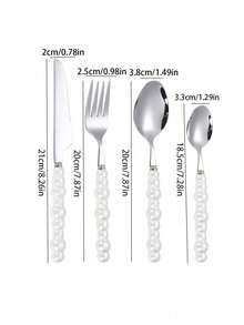 Bộ dao nĩa 4/8 món cán ngọc trai, thìa, dao, bộ đồ ăn bằng kim loại dễ vệ sinh, phù hợp cho bữa ăn kiểu phương Tây. - Nhiều màu - Xem 9