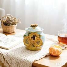 Handpainted Ceramic Classic Oil Painting Series - Vase, Canister, Sugar & Creamer, Coffee Filter Cup, Teapot, Butter Dish, Home & Kitchen Tabletop Decor, Gifts (Starry Sky, Sunflower, Iris) - Multicolor - View 18