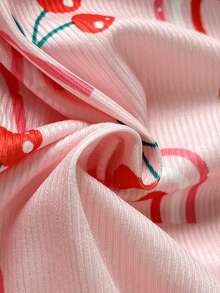 4件套女婴可爱连体衣 - 彩虹、樱桃、橙色和纯色条纹印花，柔软针织面料，适合春夏休闲穿着，女婴 - 彩色 - 查看 6