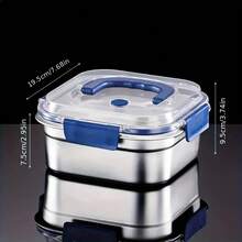 2 PCS Extra-Large Stainless Steel Food Storage Containers With Blue Lids - Deep Design, Airtight Seal, Perfect For Refrigerator Organization, Meal Prep, Lunch Boxes & Kitchen Pantry - 銀色 - 查看 3
