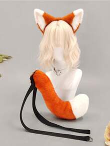 1件套尼克狐狸耳朵头箍和尾巴套装，表演道具，节日动物头饰，狐狸主题化装舞会 - 彩色 - 查看 3