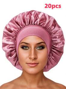 定制缎面光滑睡眠帽，可定制姓名或标志，配有宽松的松紧带，女士夜间护发帽，适合所有发质，圣诞节美容配饰