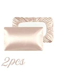 1pc/2pcs Satin Pillow Cases, Silk Pillow Cover Elastic Band Travel Pillowcover Soft Silk Satin Pillowcase For Hair Skin Standard Size/Queen Fit For Various Pillows,Secret Santa Gifts For Women,Valentine's Day Gifts, Stocking Fillers, Personalised Gifts, Christmas Gifts