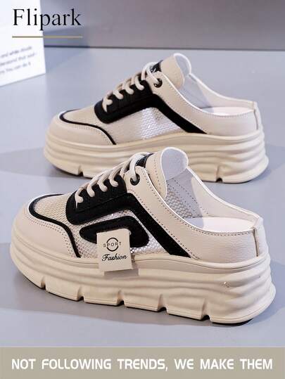 Flipark 【厚底增高系列】2026春季新款女士休闲鞋，女士厚底鞋，白色鞋，舒适运动鞋，增高7厘米，派对鞋，适合娇小身材的女性，运动风格