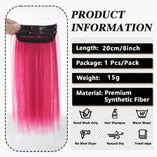 8 Inch Clip-In Highlight Hair Extensions - Multi-Color High Temperature Synthetic Hair Extensions, Suitable For Short Hair, Easy To Wear, Suitable For Christmas And Music Festivals (Vibrant Colors, 1 Piece) - Multicolor - View 7