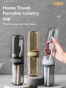 Estuche portátil para cepillo de dientes de estilo y color aleatorio, vaso para enjuague y cepillo de dientes de viaje, caja de almacenamiento para cepillo de dientes eléctrico para viajes familiares - Multicolor - Ver 4