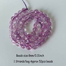 1 Strand Of Approx. 52pcs 8mm Faceted Crackle Glass Beads, For Women Bracelet, Necklace, Earring, Jewelry Making Supplies