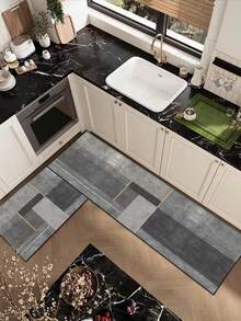 【热销!!!】1 件装软橡胶厨房地垫,3.5 毫米厚厨房地毯,灰色条纹拼接风格厨房吸水地垫,大尺寸地毯,可自行裁剪以适应厨房尺寸,表面织物材质,中间海绵层,底部橡胶层,适用于厨房地毯、厨房装饰、婚礼装饰、家居装饰、浴室地垫、玄关地垫、洗衣房地垫、走廊地毯、客厅地垫等。 - 彩色 - 查看 10