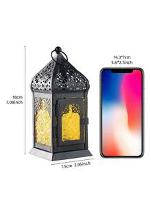 1pc European Style Hollow Window Flower Glass Candle Holder, Iron & Glass Windproof Hanging Candle Holder, Suitable For Ramadan Candle Lantern, Desk Decor, Party Decor, Restaurant Decor - Multicolor - View 7