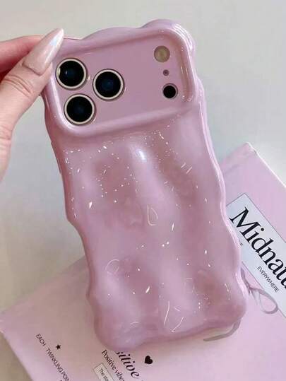 糖果色3D立方体纯色波浪图案软壳手机壳，兼容 17 Pro Max、17 Pro、17 Air、17、16、15、13 Pro Max、11、12、14 Pro Max，可爱马卡龙亮面防震手机壳