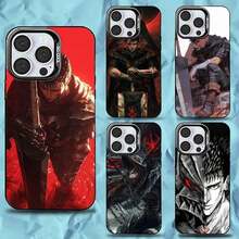 Funda de teléfono A-Anime  Guts para 17,16,15,14,13,12,11,Pro,Max,Plus, anti-caída, negra mate, parachoques duro - Z6 - Ver 3