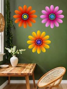 1PC (20-60cm), Colorful//Cross-Border Hot, Metal, Metal Flower Wall Decor, Artistic Floral Style, Detailed Multicolored Daisy-Like Flowers With Vibrant Centers, Hits For Nature & Home Decor Lovers, Floral Art Theme – Perfect For Halloween/Christmas/Children's Day, Home Parties/DIY Projects/Housewarmings, Living Room/Bedroom/Studio/Balcony, Spring/Summer, Decorative Hanging