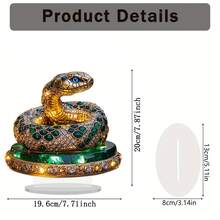 2D Flat, 1pc Traditional Style Jade Green Snake Acrylic Statue - Elegant Animal Theme Desktop Decor, No Feathers, No Power Needed - Perfect Gift For Valentine's Day, Christmas, Thanksgiving, New Year - Suitable For Home And Office Decor - Indoor/Outdoor Use - Multicolor - View 3
