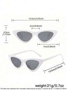 一套两副，男女童款（7-14岁）复古俏皮猫眼方形镜框时尚眼镜，适合家庭旅行