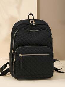 Laptop Backpack For Women, Quilted Durable Classical 14/15.6 Inch Laptop Bag For Work Travel With Laptop Compartmen, Fashion Daypack School Backpack For Girls, Waterproof Lightweight Casual Back Pack College School Bookbag With USB Charging Port For Men And Women. The New And Old Versions Are Shipped Out Randomly. - Black - View 1