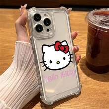 SANRIO Funda Transparente Antigolpes de Silicona para 17 16 14 15 11 12 13 Pro Max Plus, Linda Hello Kitty - SJCLR 04 - Ver 12