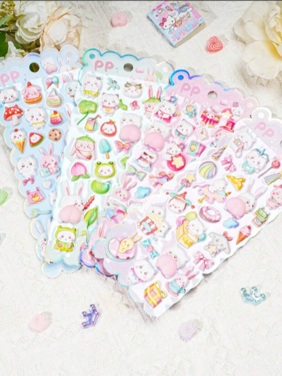 Cute Soft 3D Bubble Stickers, Can Relieve Children's Stress, Suitable For Squeezing Little Rabbits, Handmade 3D Phone Decoration Stickers - Multicolor - View 1
