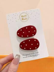 16pcs/Set French Style Polka Dot Hair Clips, Bow And Oval Shaped, Add Charming Elegance To Hairstyles - Suitable For Girls And Women, Random Styles, Fit For Campus, Party Or Daily Looks Needing Cute Pink Vibes. Wear These Adorable Hair Accessories To Let Your Girlish Charm Shine., Claw Clips, Hair Claws, Hair Slide, Hair Barrettes, Fall Fashion, Bows, Valentines Accessories - Multicolor - View 5