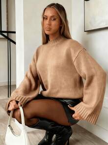 Women's Fashion Long Sleeve Knitted Sweater, Soft & Loose Fit, Autumn/Winter New Arrival - màu nâu - Xem 4