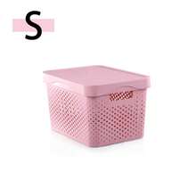 Modern Plastic Storage Baskets With Lid Stacking, Multi-Purpose For Office Desk Bedroom Classroom Organization Container - Grey - View 10