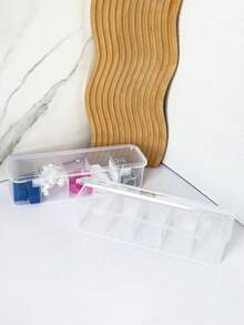 Nail Art Organizer Box, Multi-Compartment Storage Container, Dust-Proof Makeup & Beauty Tool Organizer - Clear - View 2