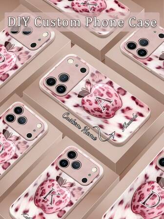 1 szt. Spersonalizowane etui na telefon z 26 literami imienia, różowy wzór panterki, szkło hartowane Apple, kompatybilne z Samsung S24 Ultra/S25 Ultra i 17 Pro Max/16 Pro/15/14 Plus/13 Pro/12 Pro Max/11/Xs Max/8/7/6 Plus, ekskluzywny prezent biznesowy dla liderów, przyjaciół, rodziców, chłopaka/dziewczyny