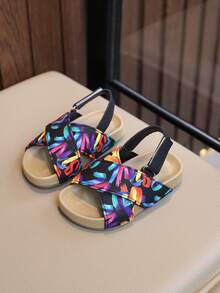 Kids Summer Sandals, New Fashion Open-Toe Princess Shoes, Soft Bottom Toddler Girls Shoes, Asymmetrical Pattern - Black - View 2