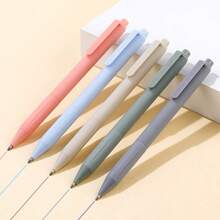 1pc/5pcs Random Color Muted Tone Low Center Of Gravity Push-Button Neutral Pen, Retro High-Aesthetic 0.5mm Black Pen For Students & Writing - Multicolor - View 11