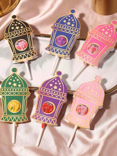 50pcs/Pack Eid Al-Adha, Eid Mubarak Feast Of The Sacrifice Holiday Moon Tabletop Decor, Party Favor Gift Decorative Cards, Candy Baking Packaging Lollipop Decorations