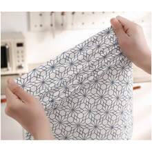 Bamboo Fiber Natural Color Printed Slouchy Dishcloth, Thick Dual-Use Kitchen Absorbent Oil-Absorbing Disposable Dishcloth - Multicolor - View 5