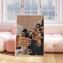 1pc Frameless Vintage Cocktail Night Print, No. 8 Ball Art Vintage Cocktail Poster, Retro Bar Style Wall Decor For Living Room, Bedroom, Dormitory, Fashion Poster, Room Decoration, Wall Print - Multicolor - View 4