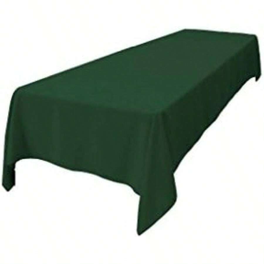 LA Linen Polyester Poplin Rectangular Tablecloth, 60 by 120-Inch, Cranberry(365.8 x 152.4 cm (Rectangular) Hunter Green) - Multicolor - Ver 1