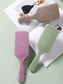 1pc High-Top Massage And Volumizing Cushion Comb With Floral Patterns. It's Portable, Suitable For Both Wet And Dry Use, And Is A Versatile Hair Styling Tool. Ideal For Home Use, As A Hair Care Comb, And A Personalized Gift. Perfect For Women, It's A Travel Essential, A Fun Present, And Pairs Perfectly With A Folding Mirror. - Multicolor - View 5