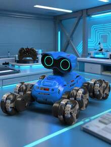 1辆2.4GHz 8驱特技遥控车，带自动演示、360°旋转、音乐和LED灯，可充电高速漂移双向车，攀爬遥控沃利机器人，适合6-12岁男孩，圣诞节和生日礼物（白色、蓝色、绿色、橙色） - 彩色 - 查看 2