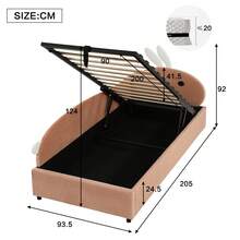 Upholstered Bed, Single Bed, Children's Bed, Cute Rabbit Pattern Headboard, Hydraulic Bed With Storage Space, Raised Soft Rail, Left Side Panel, Velvet, Pink And White, 90 X 200 Cm - Red Bean Paste + Velvet - View 12