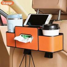 AD 4-In-1 Car Seat Organizer With Tissue Box, Cup Holder, Hooks And Phone Holder - Essential Car Storage Solution For A Tidy Interior