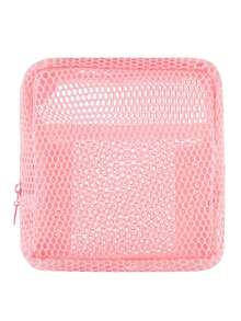 1 个大容量透明网袋，便携式旅行收纳袋，化妆包，化妆袋，卫生巾袋，多功能收纳盒