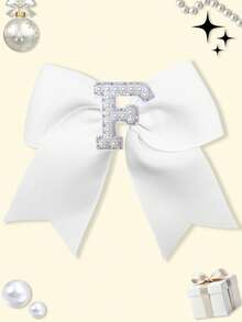 1pc 5 Inch Navy Blue 26 Letters A-Z Pearl Letters Personalized Back To School Ponytail Girl HairBow Teenagers Girl Hair Bows With Clips For Festivals Party School Girls Graduation Season Hairgrips For First Day Of School Classroom Girls Students,Teenagers Hair Accessories - White - View 36