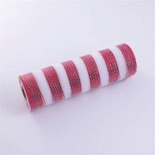 2 Rolls Red & White Decorative Mesh Ribbon, Christmas Tree Metal Mesh Ribbon, Metallic Foil Polyester Mesh Ribbon, Suitable For Wreaths, Christmas Tree Ribbons, Door Decor DIY Crafts, Halloween Decorations, Wedding Party Supplies, Wreath Supplies, Front Door Crafts, Tree Decor, Christmas, New Year, Halloween Decorations - Multicolor - View 8