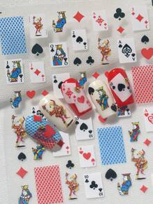 A Nail Sticker With Embossed Laser Technology, Featuring A Vintage Poker Card Pattern, Suitable For Personal DIY And Nail Salon Use Nails Nail Supplies - Multicolor - View 4