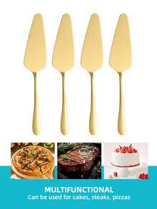 1pc Golden Cake Shovel,Stainless Steel Cake Shovel,Wedding & Birthday Cake Shovel,Pie Cutter,Pizza Shovel,Dishwasher-Washable, For Desserts/Brownies/Pizzas/Cakes/Pie,Ideal For Families, Kitchens,Weddings,Valentine's Day, Birthdays Parties, Anniversaries,Holiday And Festival,Cake Cutting Server,Kitchen Gadgets, Pastry Accessories - Gold - View 5
