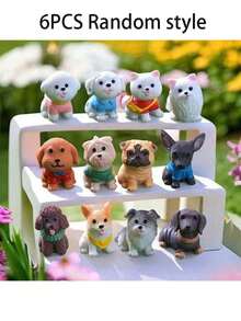 1/6 قطع نموذج كلب صغير، تمثال كلب لطيف من الراتنج، تمثال حيوان تيدي كورجي، تماثيل حيوانات صغيرة للديكور والمناظر الطبيعية الخيالية في الحدائق - متعدد الألوان - مشاهدة 11