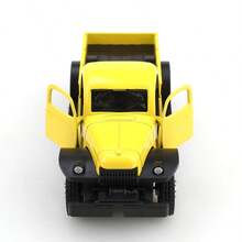 1pc 11cm Yellow Alloy Vintage Pickup Truck Model, Opening Doors, Children's Toy, Collectible Decor, Gift For Boys